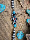 Blue Kingman Pearl Bracelet
