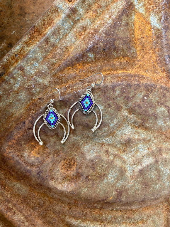 Purple and Turquoise Naja Earrings