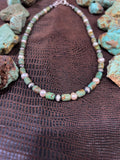 Cream Pearl and Green Turquoise Necklace