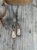 Long Petrified Palm Root Earrings