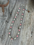 White Pearl and Pink Coral Necklace