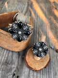 Pearl and Onyx Cluster Ring