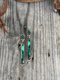 Long Emerald Rose Varasite Earrings