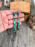 Long Emerald Rose Varasite Earrings