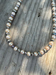 Champagne and Peacock Pearl Necklace