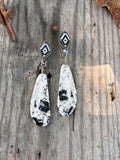 Double White Buffalo Slab Earrings