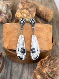 Double White Buffalo Slab Earrings