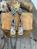 Long Petrified Palm Root Earrings