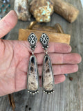 Long Petrified Palm Root Earrings