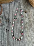 Pink Coral and White Pearl Necklace