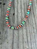 Kingman Turquoise and Spiny Oyster Necklace