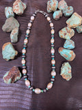 Cream Pearl and Kingman Turquoise Necklace