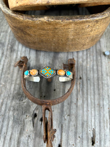 Orange Spiny Oyster and Kingman Stacker Cuff