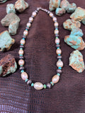 Cream Pearl and Kingman Turquoise Necklace