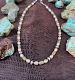 Cream Rice Pearl and Turquoise Necklace