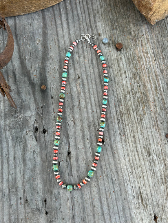 Kingman Turquoise and Spiny Oyster Necklace